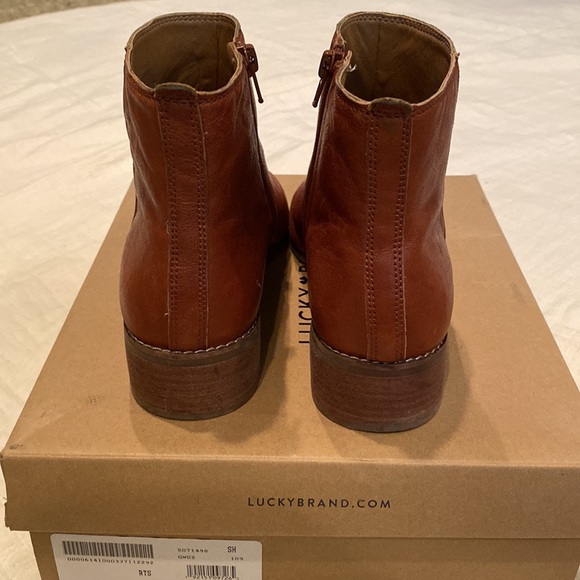 Lucky Brand Saddle Brown Leather Ankle Boot Size 9.5 - Picture 3 of 8